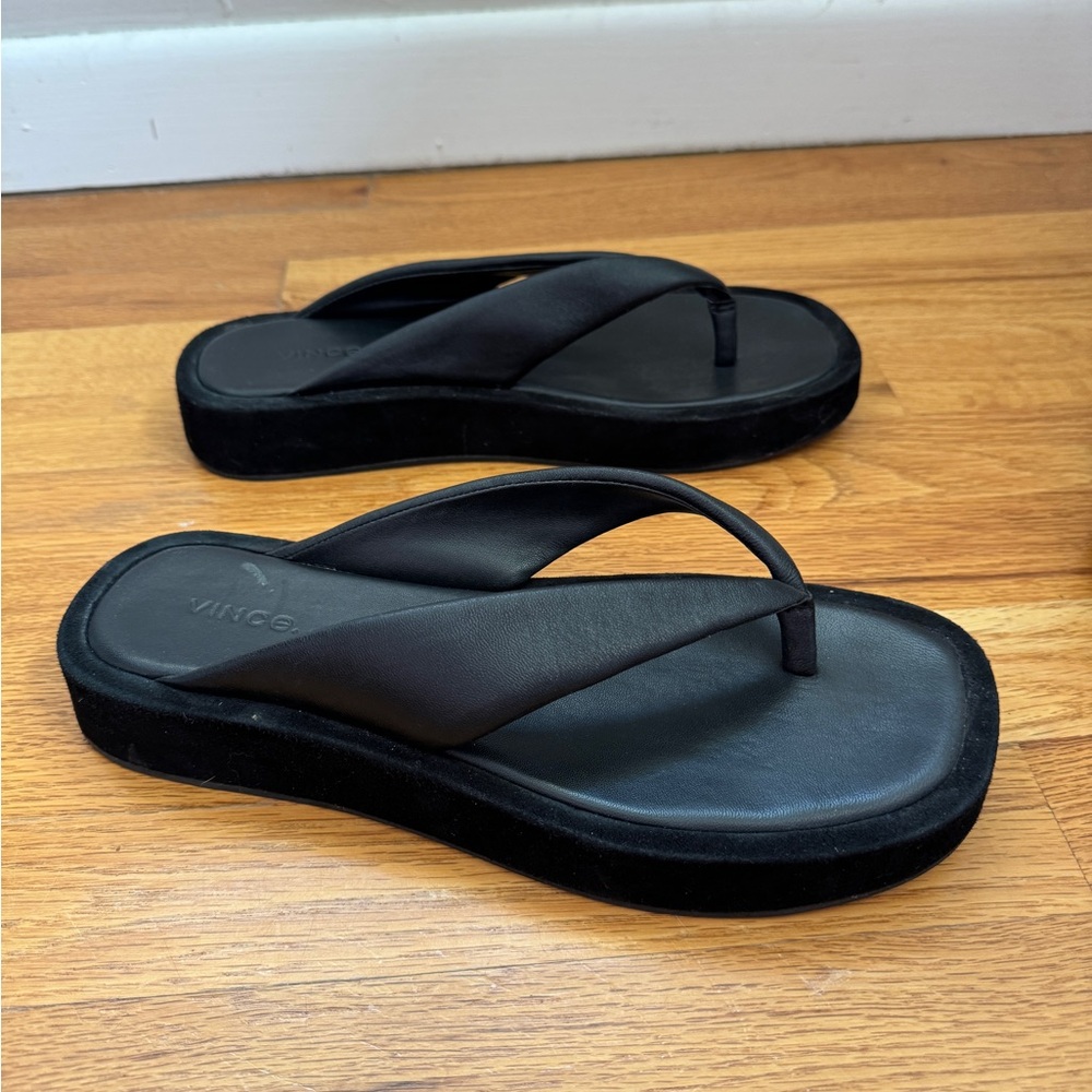 Vince leather and suede flip-flops